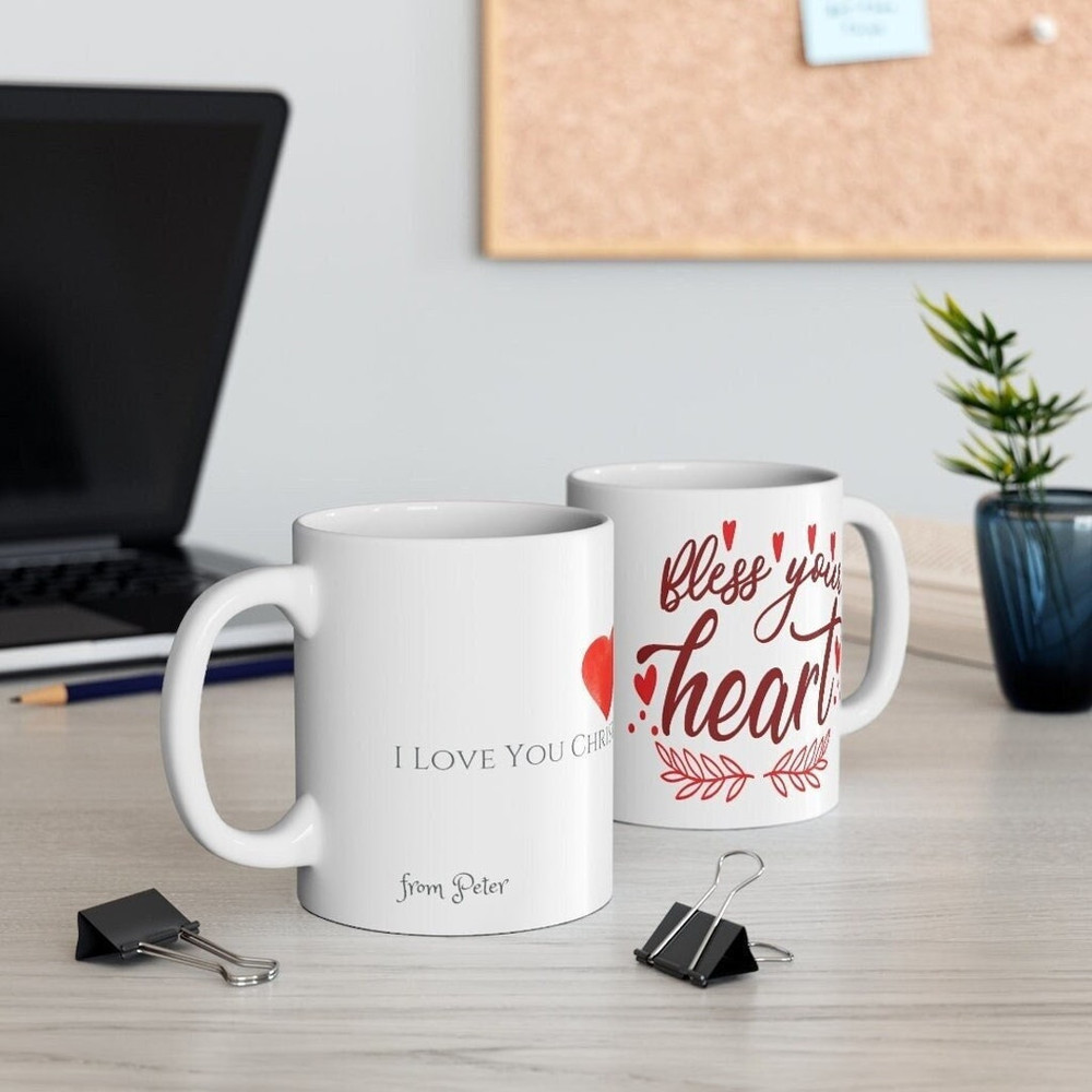 Personalized Bless Your Heart Mug, Valentine Gift For Her, Custom Name Valentine Mug - Bluefink.jpg