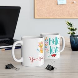personalized hello love mug valentine gift for her for him custom name valentine mug
