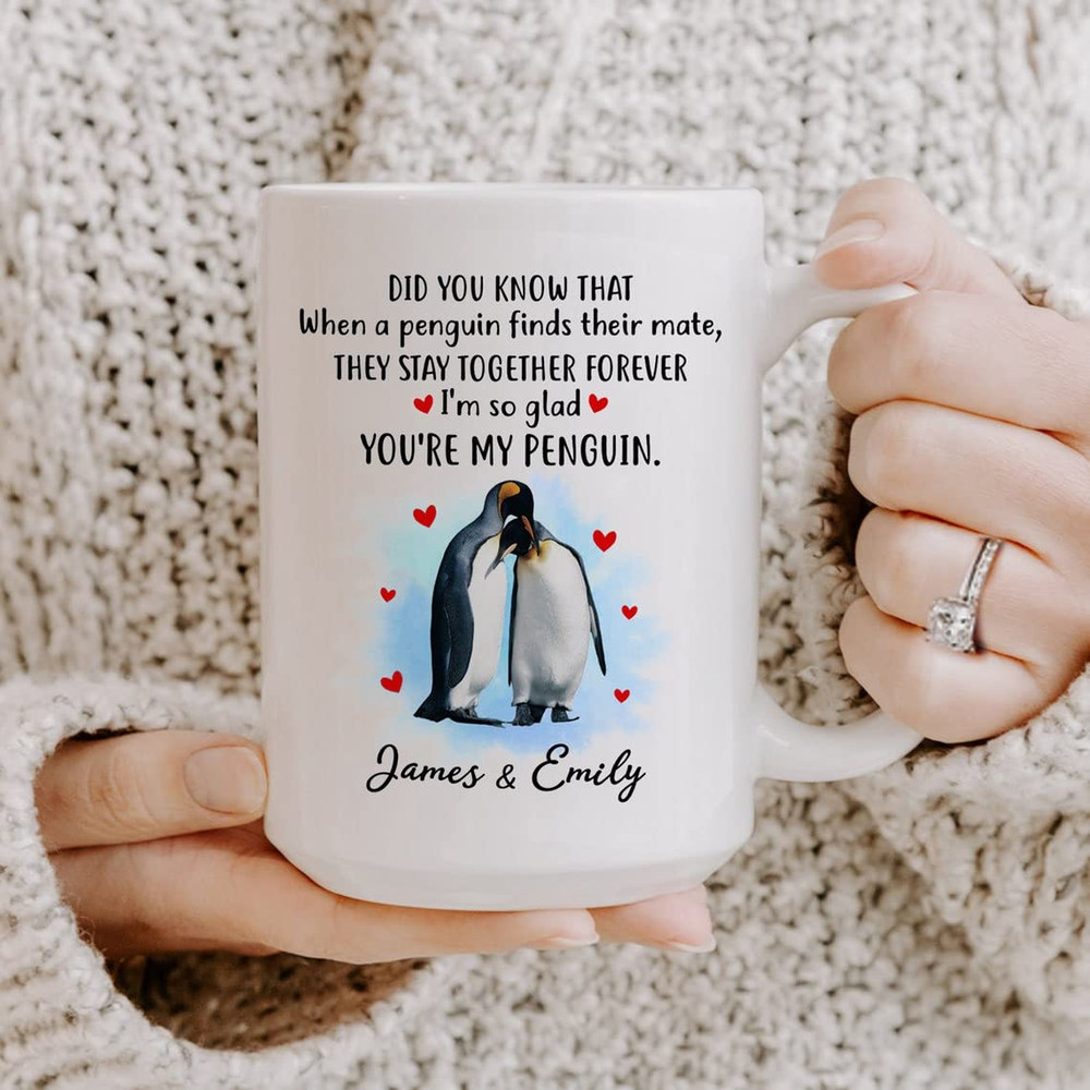 Personalized I'm So Glad You're My Penguin Couple Mug For Couple Love Husband Wife Boyfriend Girlfriend Couple Mug Valentines Day Gifts For Valentine's Day - Bl