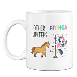 personalized writer author coffee mug custom name for men women bff, other writers vs writer unicorn ceramic mug gifts