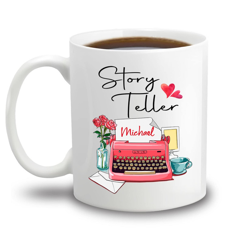 Personalized Writer Coffee Mug Custom Name, Story Teller Awesome Writer Author White Cup Gift For Book Lover,Reading Lover,Friend,Family, Customized Author Cera