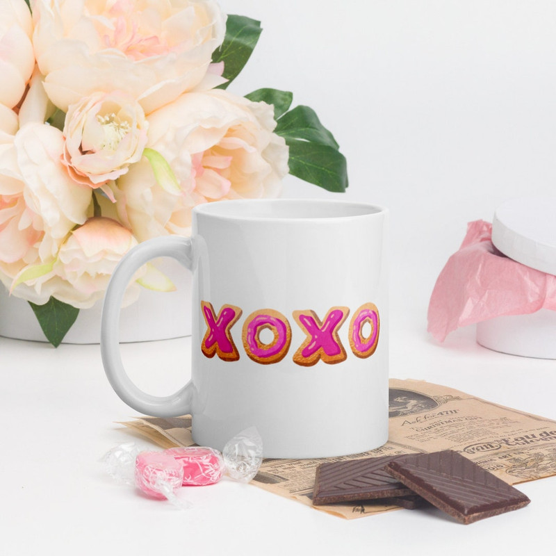 Pink Xoxo Cookies Valentine's Day Coffee Mug, Valentine Mug, Valentines Day Gift, Valentine Gift For Her Cookie Lover Mug - Bluefink.jpg