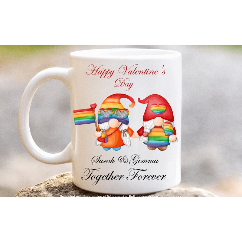 Pride Valentines Mug, Gay Gnome Mug, Lesbian Coffee Tea Cup, Personalised Pride Lover Mug, Handmade In The Uk - Bluefink.jpg