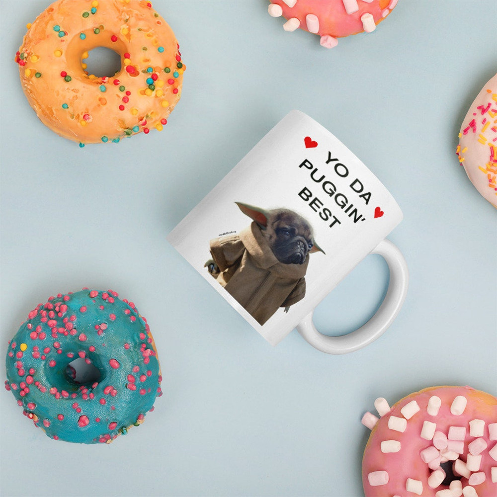 Pug Dog Valentines Day Mug, Cute Dog Mug For Loved One, White Glossy Mug, Yo Da Puggin Best, Funny Gift - Bluefink.jpg