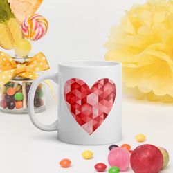 red heart valentine s day coffee mug, valentine mug, valentines day gift for her, sending love friendship mug for friend