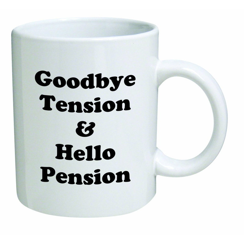 Retirement Coffee Mug, Good Bye Tension And Hello Pension, Goodbye, Retired And Funny Black Coffee Mug - Bluefink.jpg