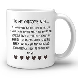to my gorgeous wife hearts ceramic double side printed mug cup, personalized wife romantic gift for wife in anniversary