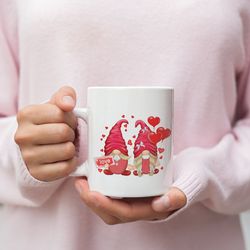 valentine gnome couple mug, gnome mug, hearts mug, couple in love mug, valentine for her, valentine for him
