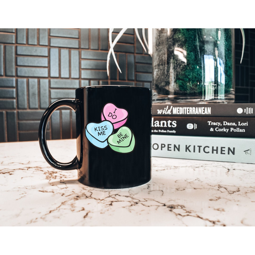 Valentine's Conversation Hearts Mug, Valentines Day Coffee Mug, 15 Oz Mug, Pink Hearts Coffee Mug, Valentines Kitchen - Bluefink.jpg
