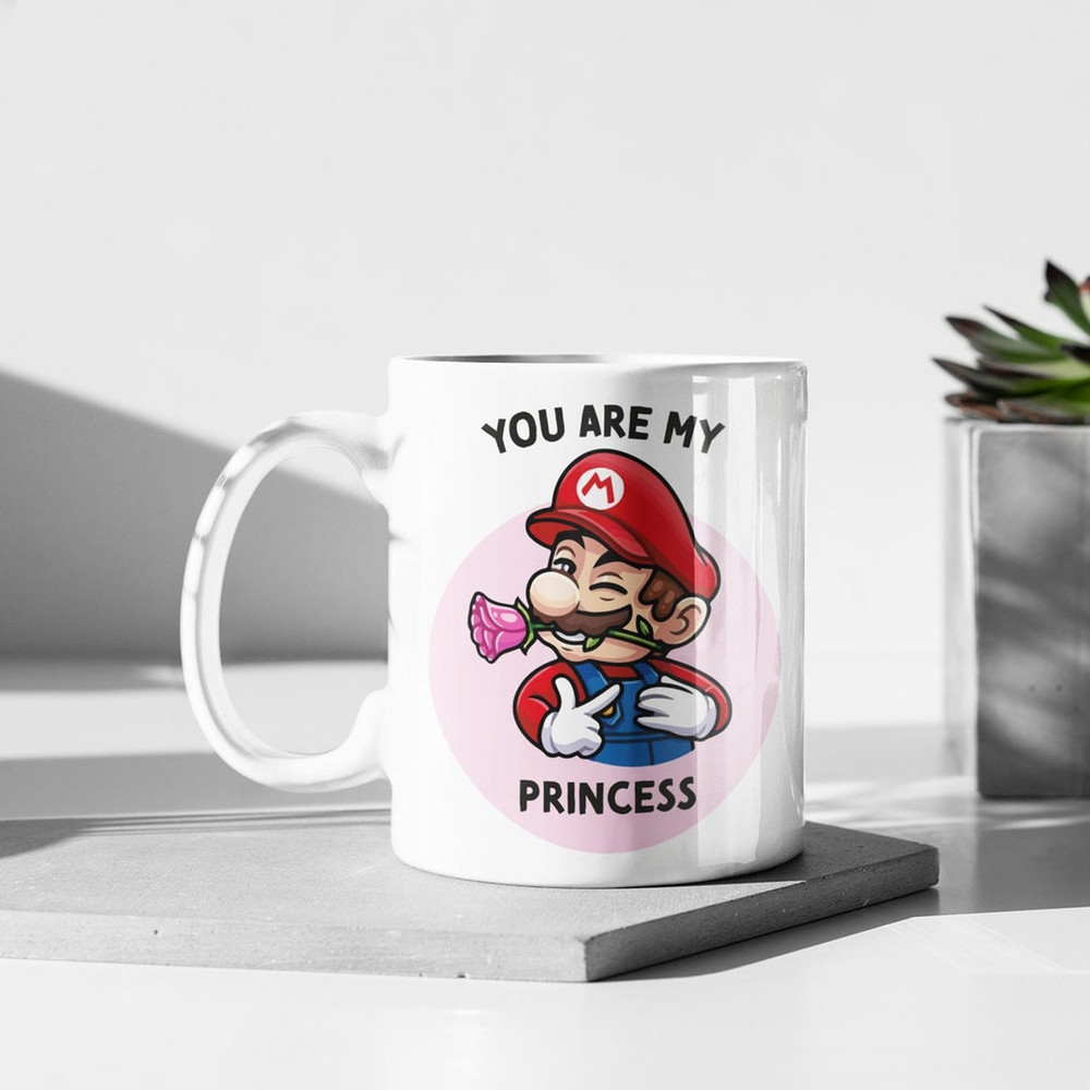 Video Game Valentines Mug Super Mario Valentines Mug Ceramic Coffee Mug - Bluefink.jpg