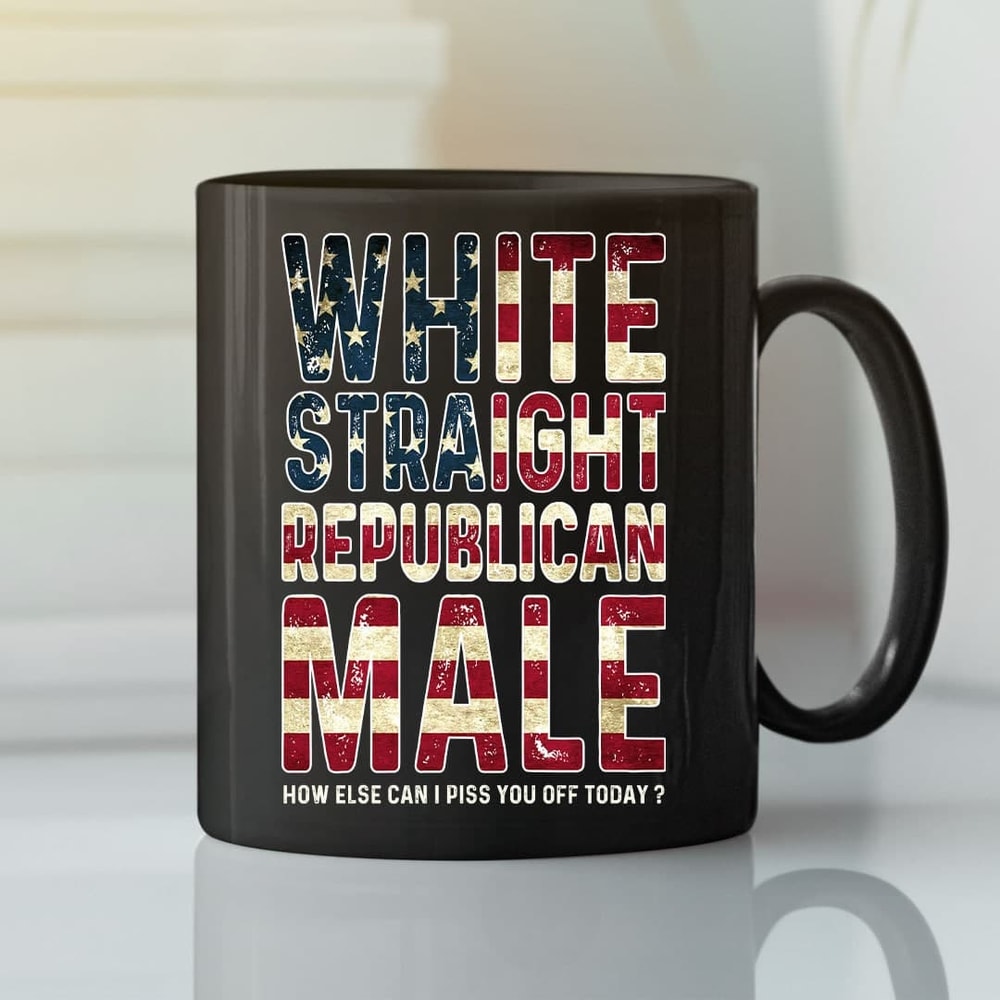 White Straight Republican Male Coffee Mug American Flag - Bluefink.jpg