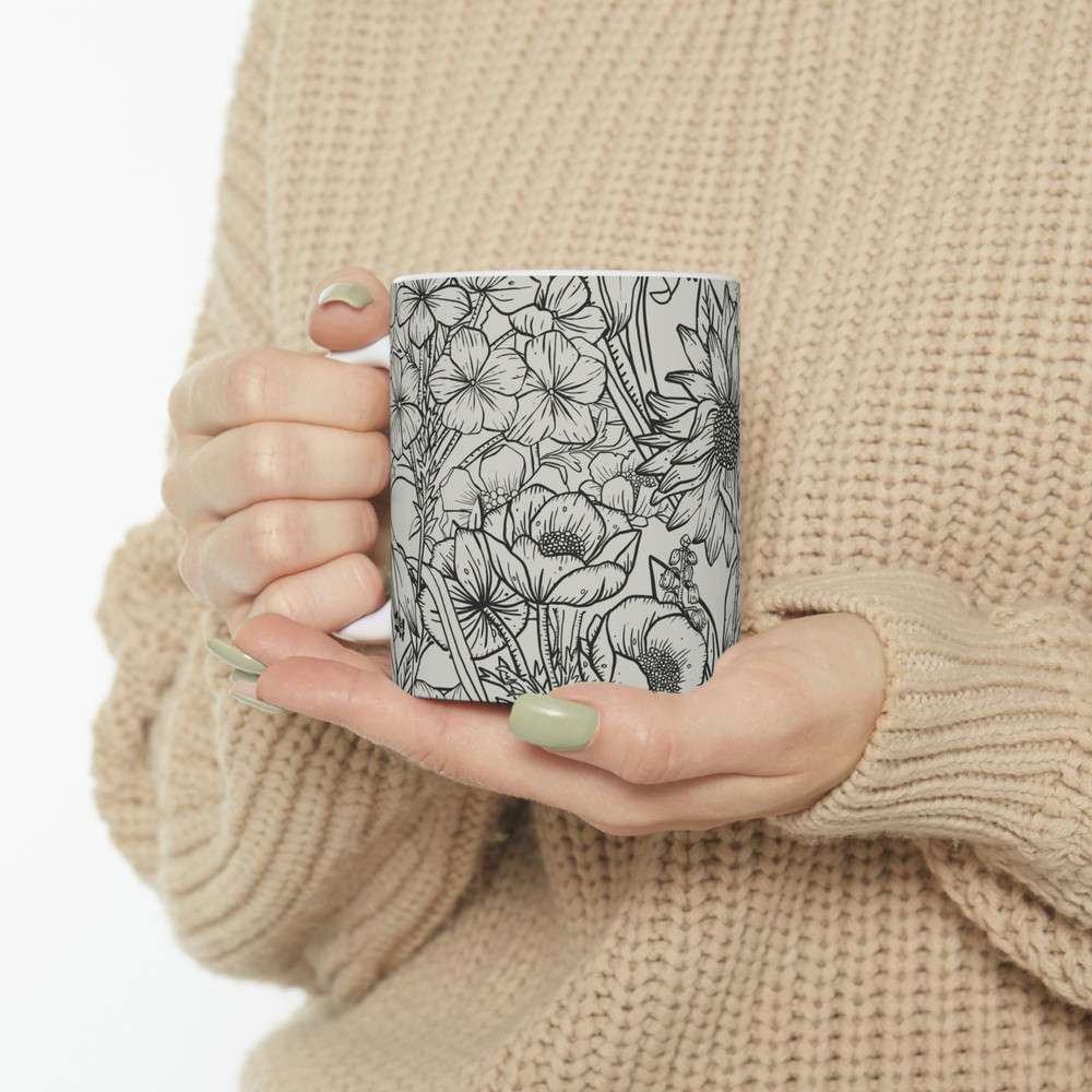 Floral Coffee Mug Flower Patterned Mug Floral Mug Garden Mug Dainty Flower Mug Wildflower Coffee Mug Feminine Coffee Mug 106.jpg