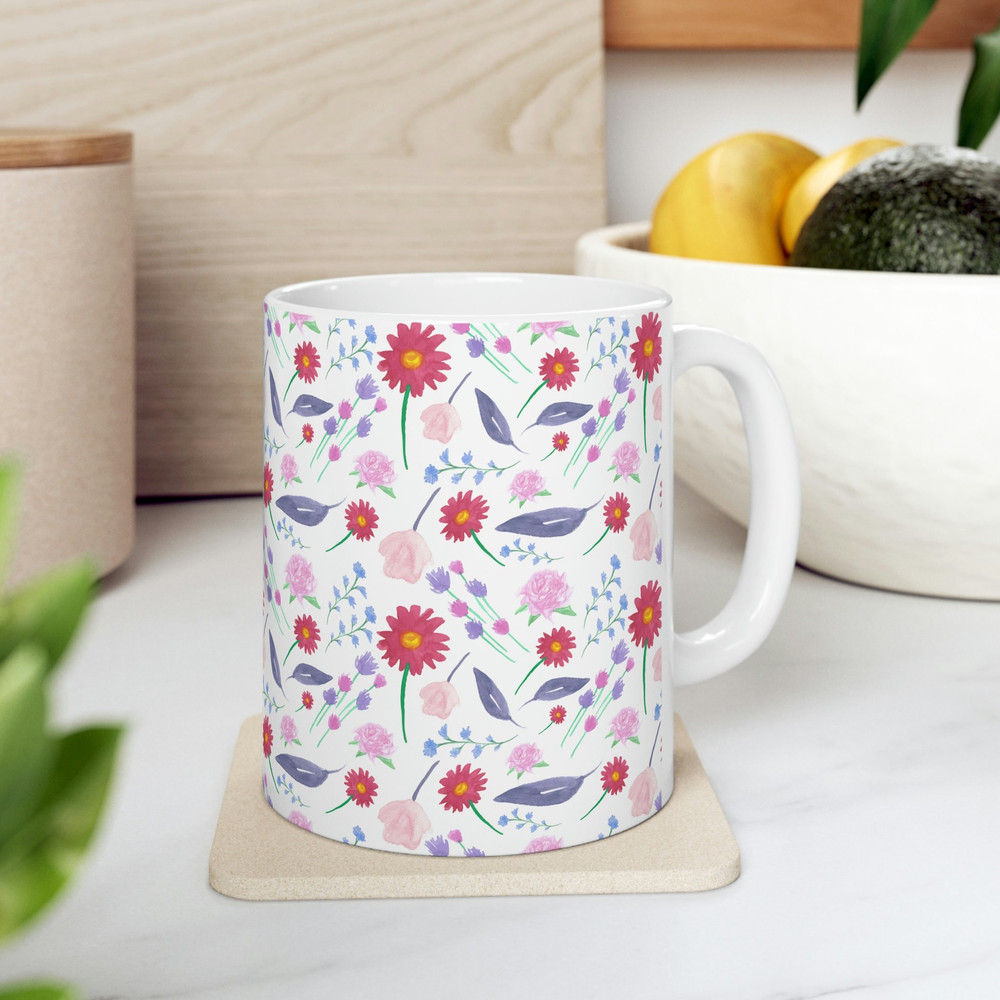 Floral Coffee Mug Flower Patterned Mug Floral Mug Garden Mug Dainty Flower Mug Wildflower Coffee Mug Feminine Coffee Mug 112.jpg
