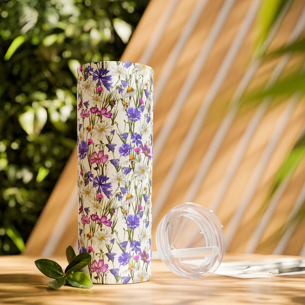 Floral Tumbler Flower Patterned Tumbler 20 oz Floral Skinny Tumbler Garden Tumbler Dainty Flower Tumbler Wildflower Tumbler Feminine Tumbler 2.jpg