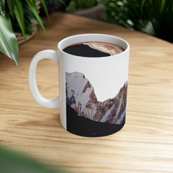 mountain mug  cool coffee mugs  large handle mug  gift for tea lovers  nature inspired panoramic mountain scene  nature