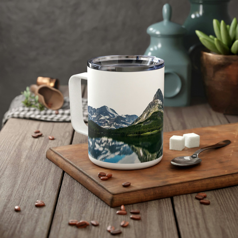 mountain mug Insulated mug mug with lid gift for tea lovers nature inspired panoramic mountain scene nature mug 1.jpg