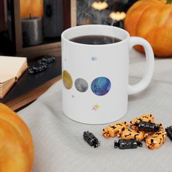 white galaxy mug  outer space mug  universe coffee mug  celestial coffee mug  purple sky mug  cloud mug  starry sky coff
