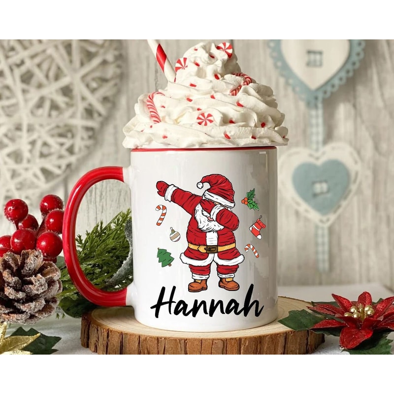 Custom Name Christmas Gift, Cute Hot Chocolate Mug, Santa Claus Dabbing Coffee Mug, Kids Christmas Gift, Personalized Xmas Gift For Kids.jpg