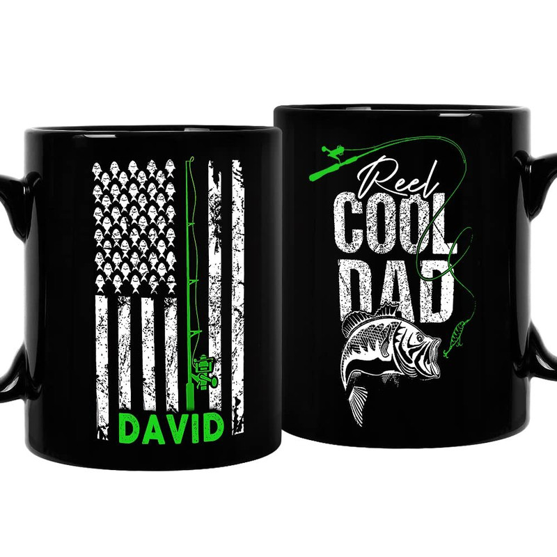 Personalized Dad Mug Fishing Reel Cool Dad Black.jpg
