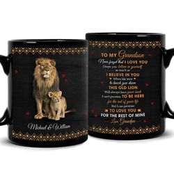 personalized mug for grandson from grandpa lion