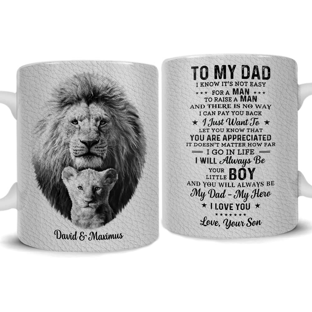 Personalized Mug To Dad From Son Lion Father And Son.jpg