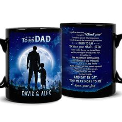 personalized to my dad mug dad and son under moonlight