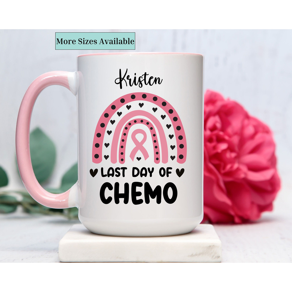 Personalized cancer survivor mug,last day of chemo coffee cup,custom cancer fighter gift,encoragement gift, congratulation gift.jpg
