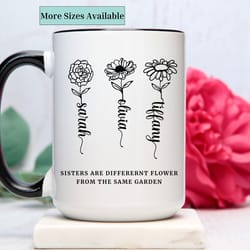 personalized sister birth month flower mug,custom sister coffee cup,sister gifs,sister birthday gifts from sister,sister