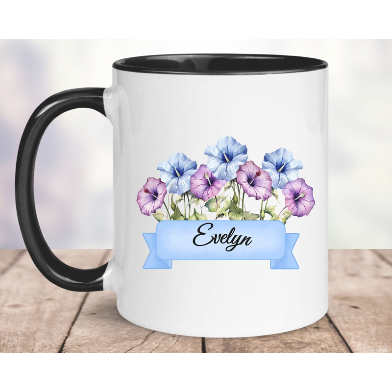 September Personalized Birth Flower Mug, morning glory flower, Gift mug for Women, birth flower gift birthday on September.jpg