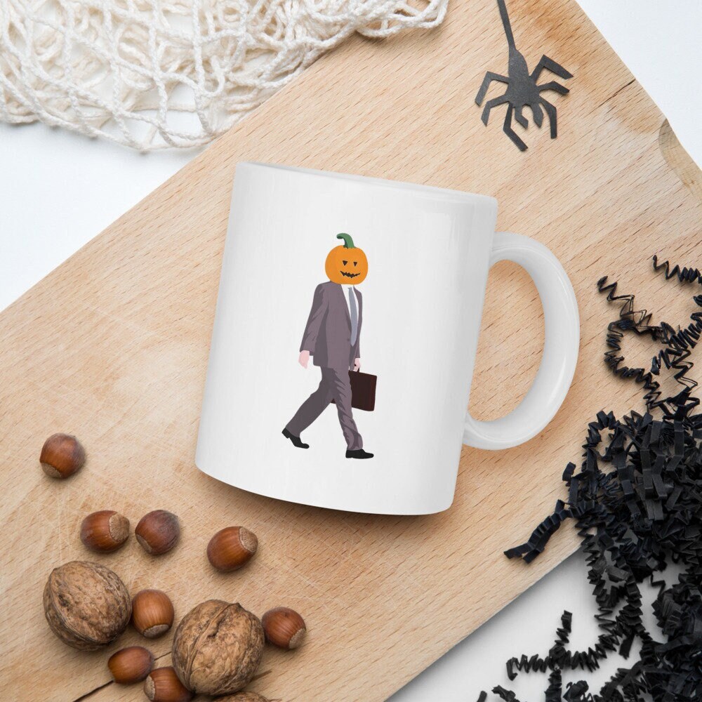 Dwight Schrute Pumpkin Head Mug - Dwight Schrute Mug - The Office Mug - TV Show Mug - The Office USA - WHITE.jpg