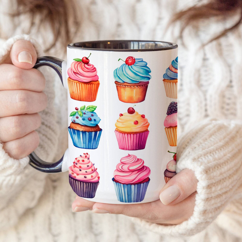 Beautiful watercolor cupcake mug, Cupcake Lover Gift, Birthday Gift, Cupcake Baker Mug, Gifts for Her, Cupcake Gift,  Christmas Gift.jpg