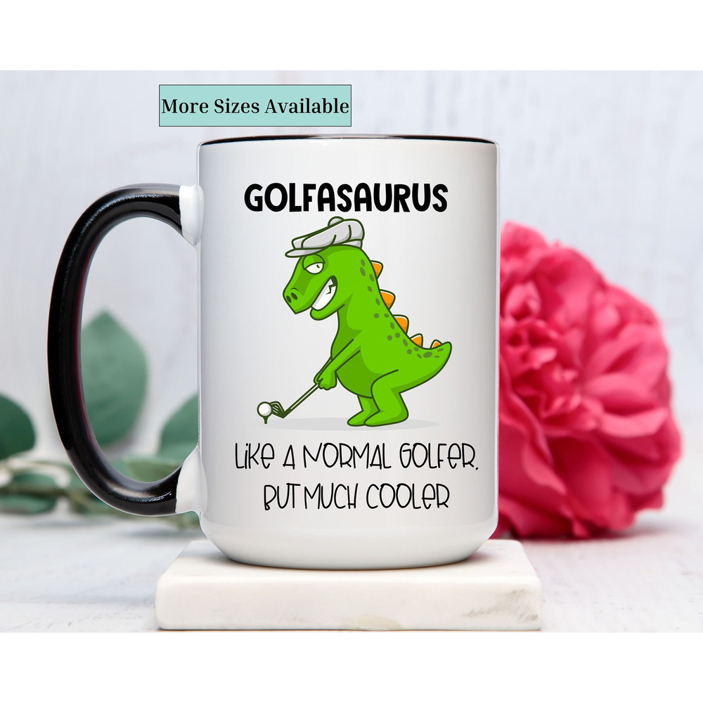 Golf coffee mug,funny golf gift,,custom golf lover coffee cup,golfing gift,golf gifted,gift for golfer,golf gifts, dinosaur golf mug.jpg