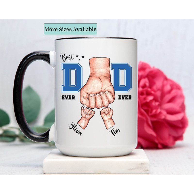 Personalized best dad ever mug,Custom first bump coffee cup,gift for father,Dad gifts with kids name,fathers day gift,Christmas gift for dad.jpg