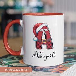 christmas mug with name, custom christmas mug, personalized christmas coffee mug, initial gift, christmas mug gift, gift