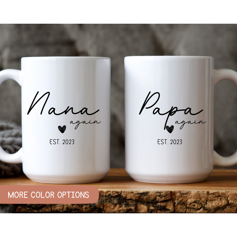 Nana Papa Again Gift Idea, Pregnancy Announcement, Nana Again Gift, Papa Again Gift, Baby Again Gift, Grandparents Mug, Nana Again Mug 2023.jpg