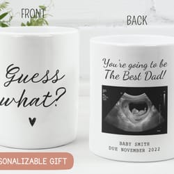 personalized baby ultrasound mug, pregnancy announcement dad, custom new dad gift, personalised ultrasound mug for dad,