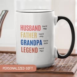personalized dad grandpa mug, fathers day gift, husband father grandpa legend, grandfather custom mug, funny dad birthda