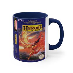 adv dungeons & dragons heroes of the lance nes 8 bit game box cover famicom accent coffee mug,