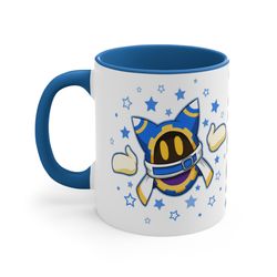 aidens mug magolor nes 8 bit game box cover famicom accent coffee mug,    blue