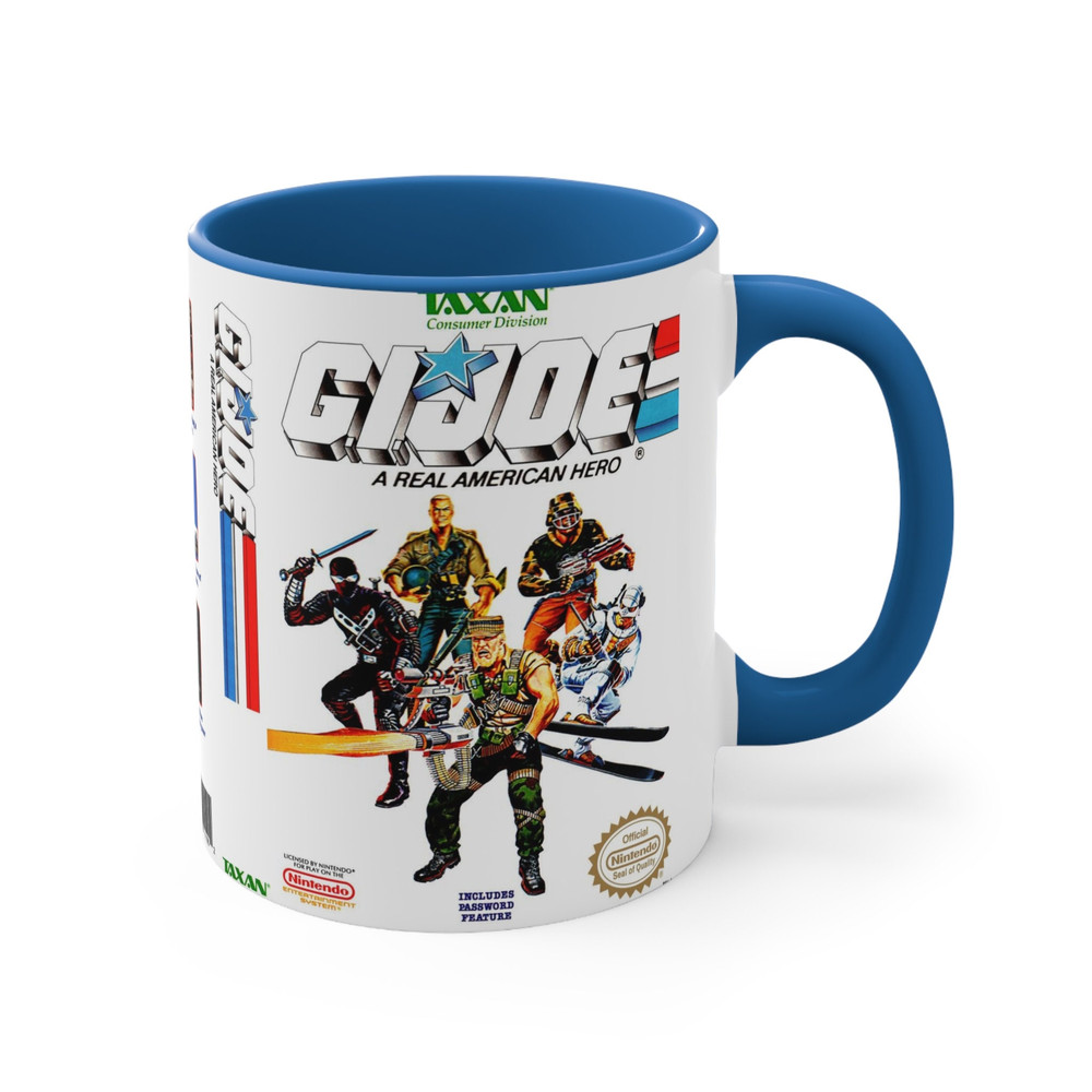 G.I. Joe A Real American Hero NES 8 bit game box cover famicom Accent Coffee Mug, 11oz red 1.jpg