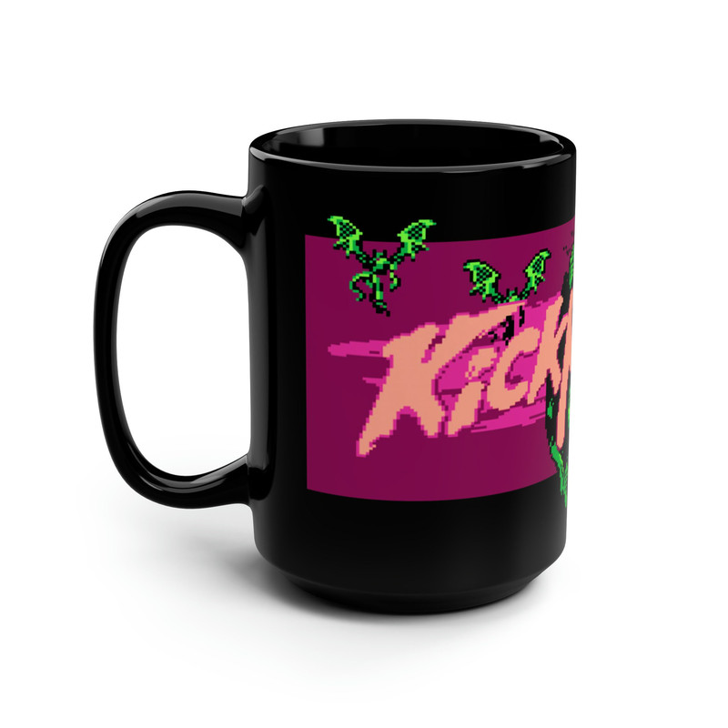 Kick Master start screen Cover Nes Famicom Arcade Game 8 bit classic Black Mug, 15 oz.jpg