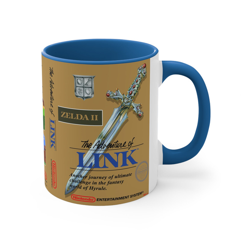 The Adventur of Link NES 8 bit game box cover famicom Accent Coffee Mug, 11oz red 1 1.jpg