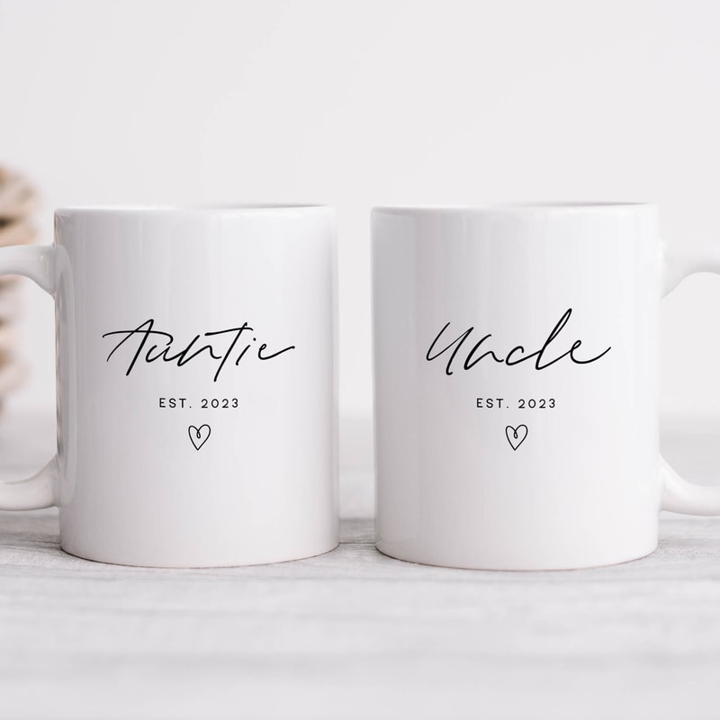 Auntie And Uncle Established Mugs, Set Of 2 Mugs, New Auntie Gift, New Uncle Gift, Pregnancy Announcement, Auntie And Uncle To Be.jpg