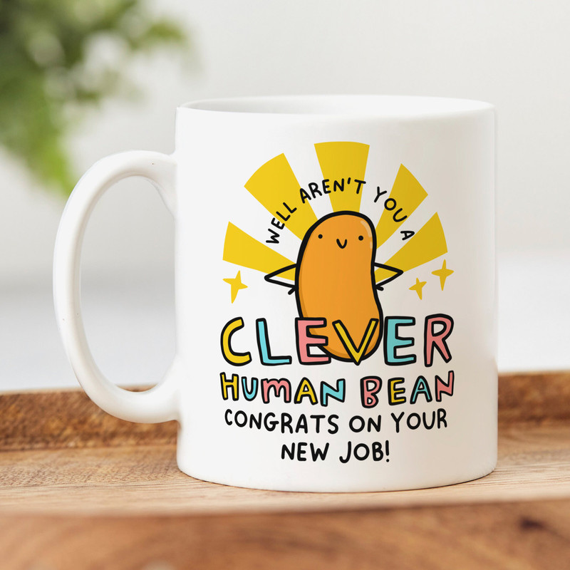 Congrats On Your New Job Mug, Clever Human Bean™ - Personalised Gift, Funny Congratulations Gift, Personalised Mug.jpg