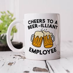 personalised employee mug   funny mug, cheers employee, employee thank you gift, colleague, co worker, leaving job, reti