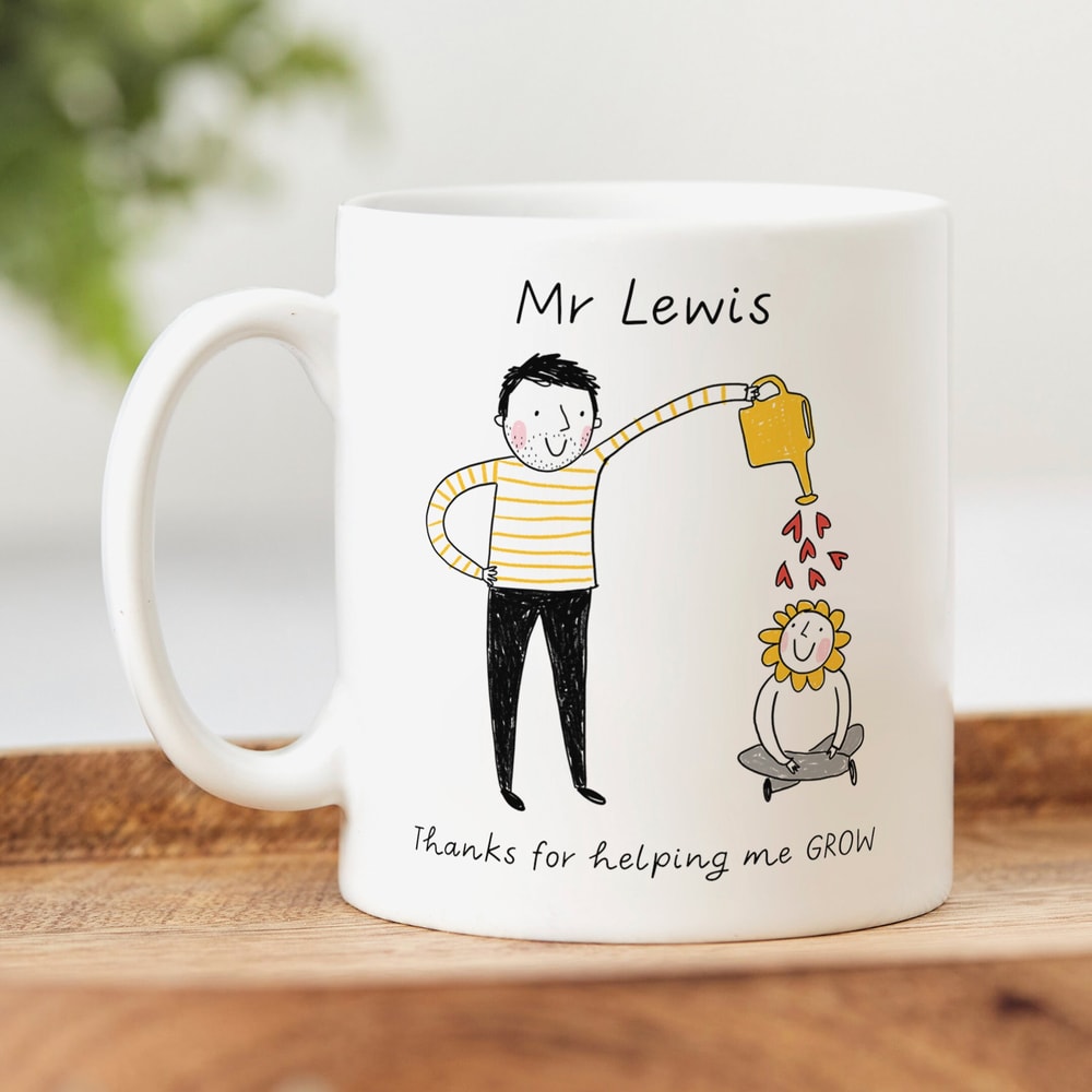 Personalised Teacher Mug - Thanks For Helping Me Grow, Personalised Gift, End Of Term, Teacher Thank You Gift, Male Teacher.jpg