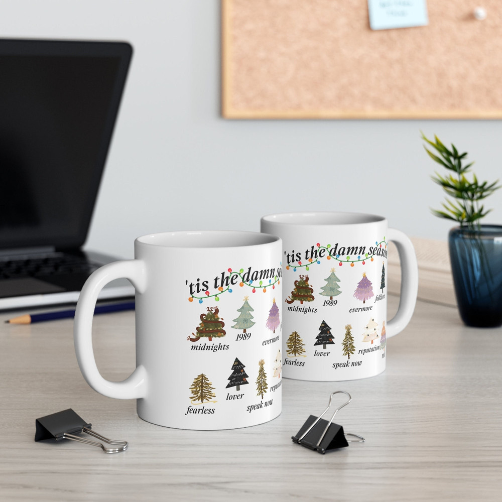 Christmas Taylor Mug, Tis The Damn Season Mu, Taylor Album Christmas Tree, Swiftie Christmas Gift, Taylor Holiday Sweater, The Eras Tour.jpg