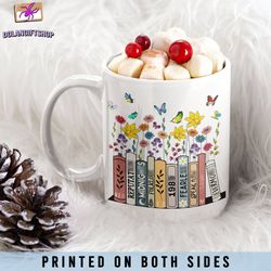 floral albums as book mug, retro book lover gift, ts mug, music album inspired, concert fan gift, gift for her, gift for