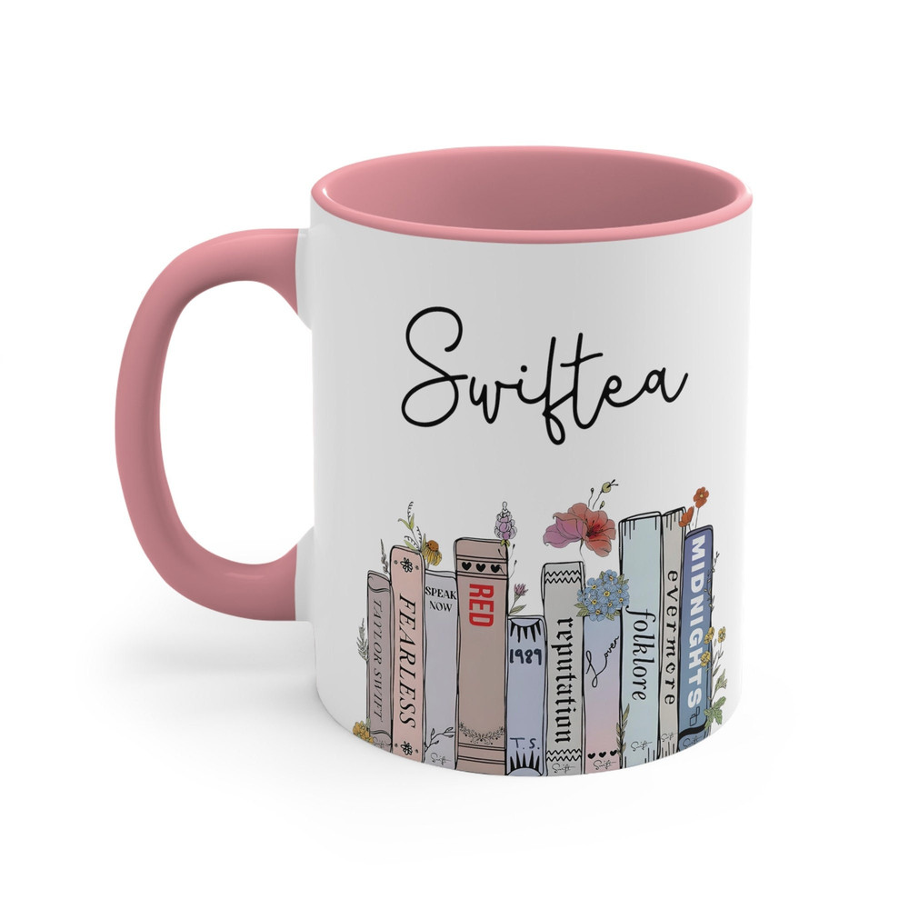 Swiftea Mug, Taylors Version Gifts, Swiftie Merch, Music Albums as Books, Swiftie Coffee Mug Swiftie Fan Gift, Trendy Floral Music Album Mug.jpg
