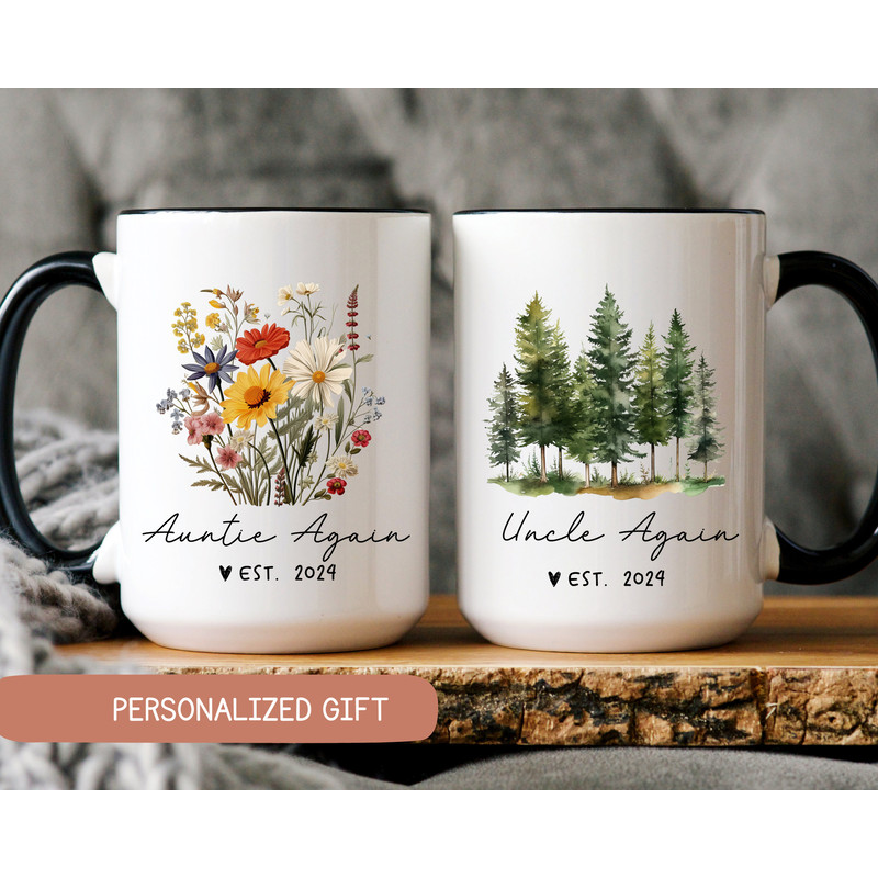 Auntie Uncle Again Mug, Second Time Pregnancy Announcement Gift, Auntie to Be Gift, Uncle Auntie Again Gift, Aunt and Uncle Mug Set.jpg